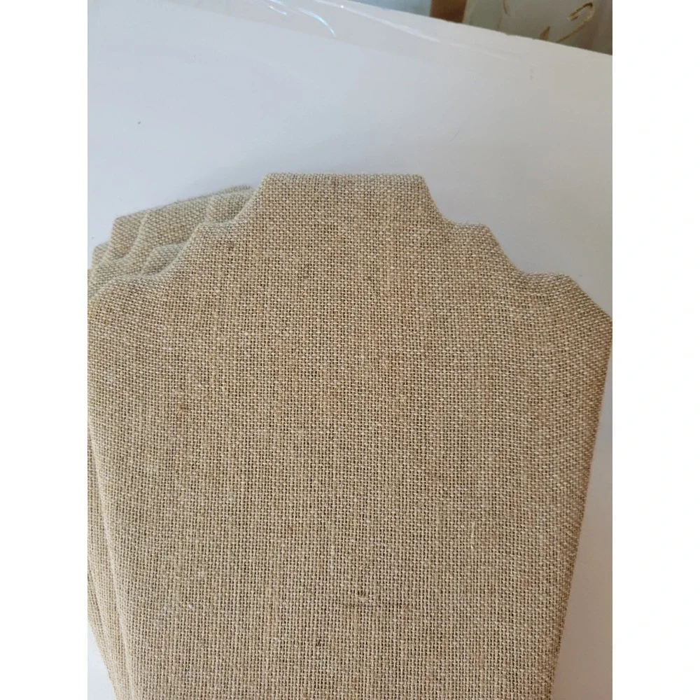 Set of 5 Burlap Necklace Display Busts Tan Jewelry Stands Rustic Decor Prop